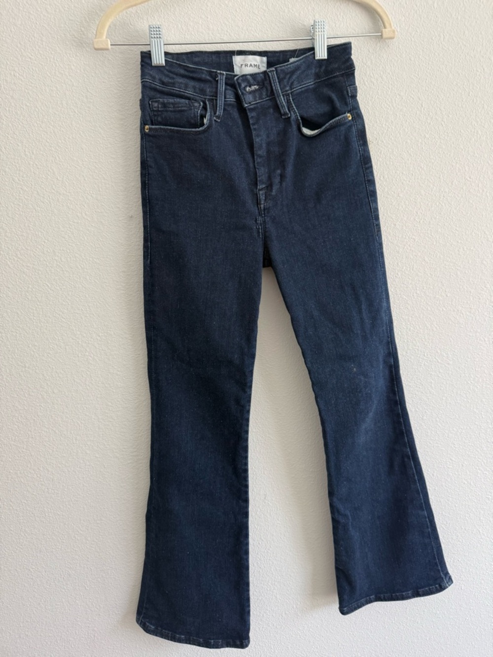 Frame Denim Dark Navy Cropped Flare Jeans